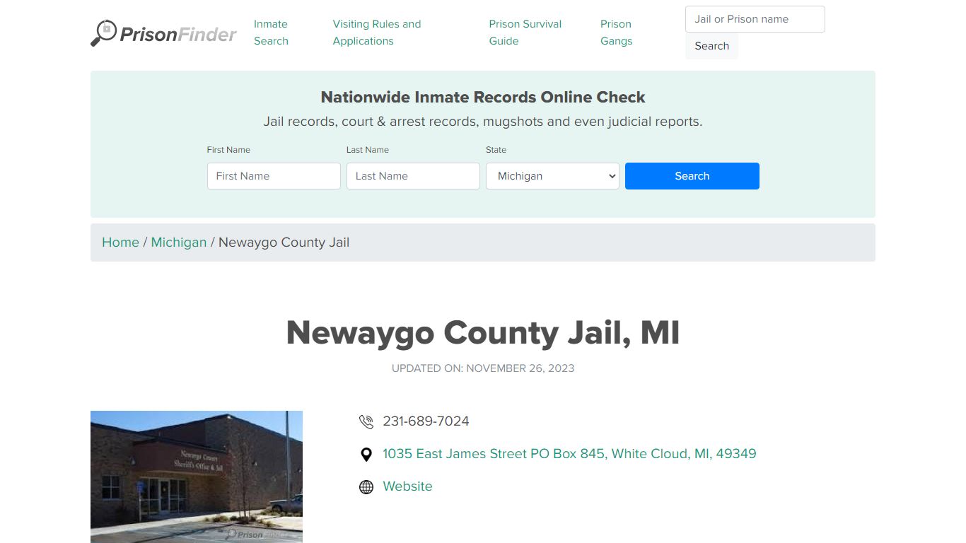 Newaygo County Jail, MI Inmate Search, Mugshots, Visitation, Phone no ...